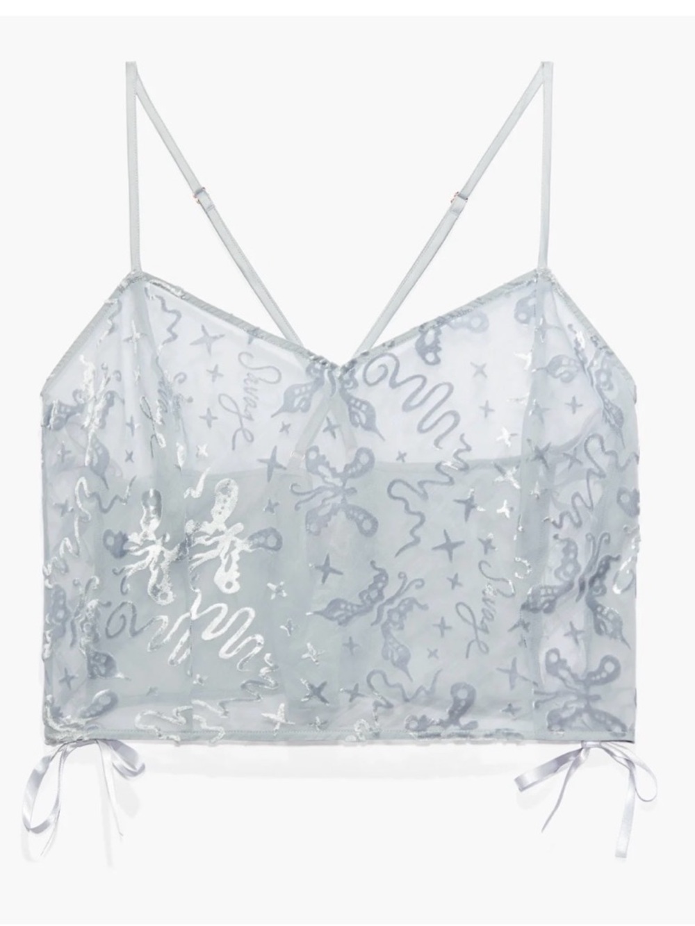 Fenty Devore Dreams Burnout Velvet Cropped Sleep Cami Satin Lace Up Sides Med